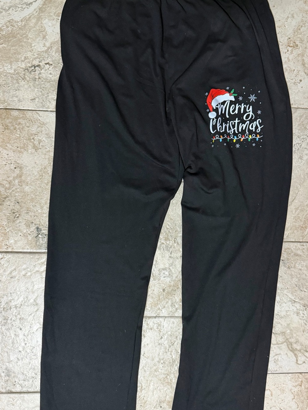 SHEIN Black Men's 'Merry Christmas' Jogger Sweatpants with Holiday Print